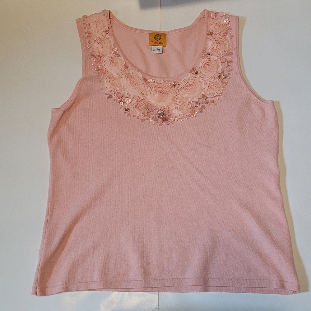 Vintage embellished Pink peach tank